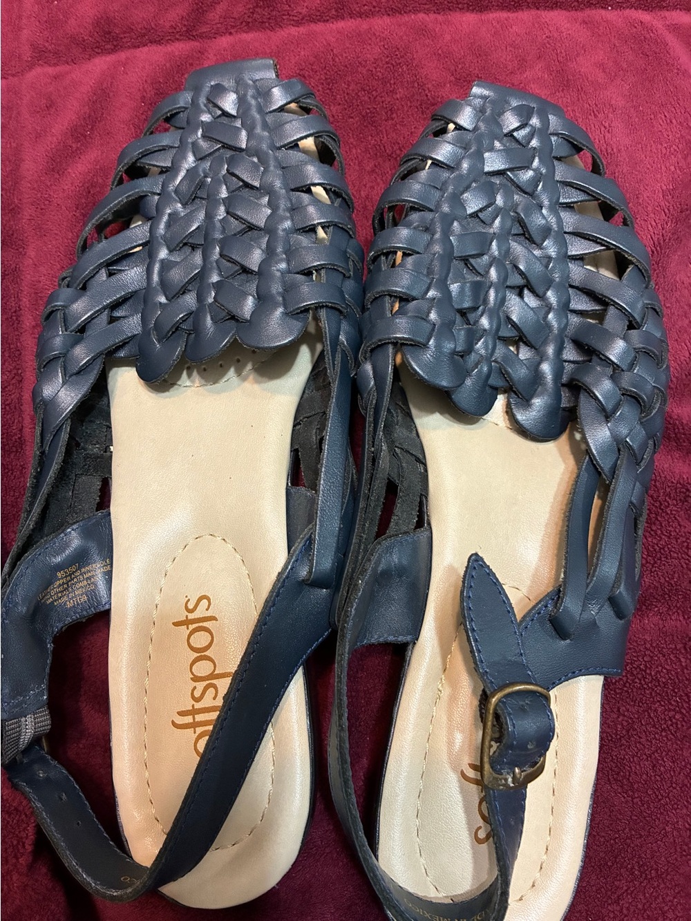 Softspots Navy Woven Slingback Sandals